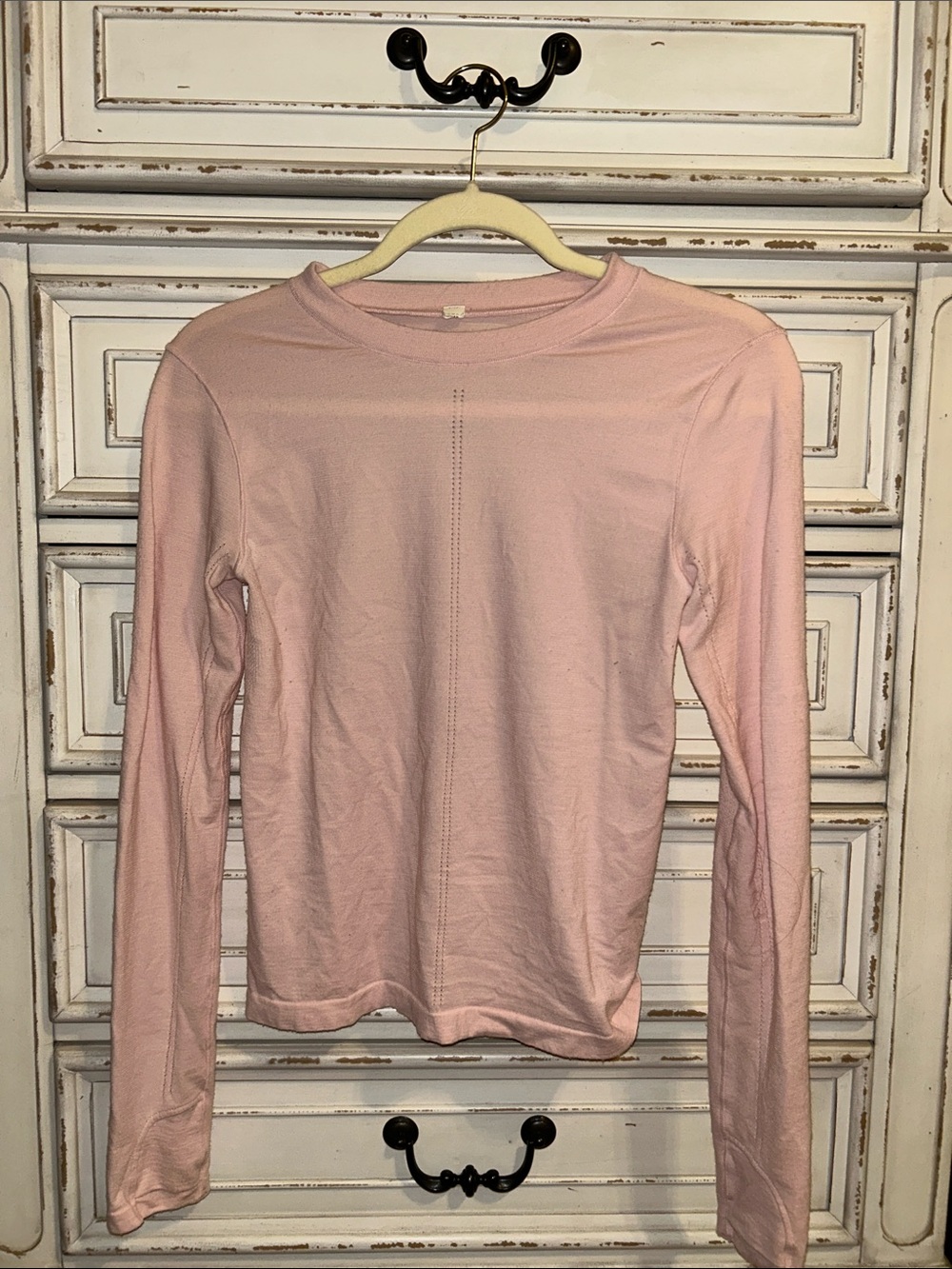 Athleta Light Pink Long Sleeve Crewneck Top